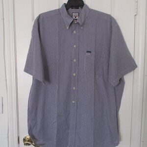 Faconnable Mens S/S Navy Cotton Button Down Dress Shirt - XXL Tall w/18" Collar